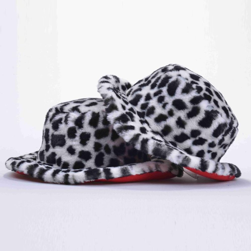 Men's Fashion White | Black | Red Bottom Faux Fur Hat NWT